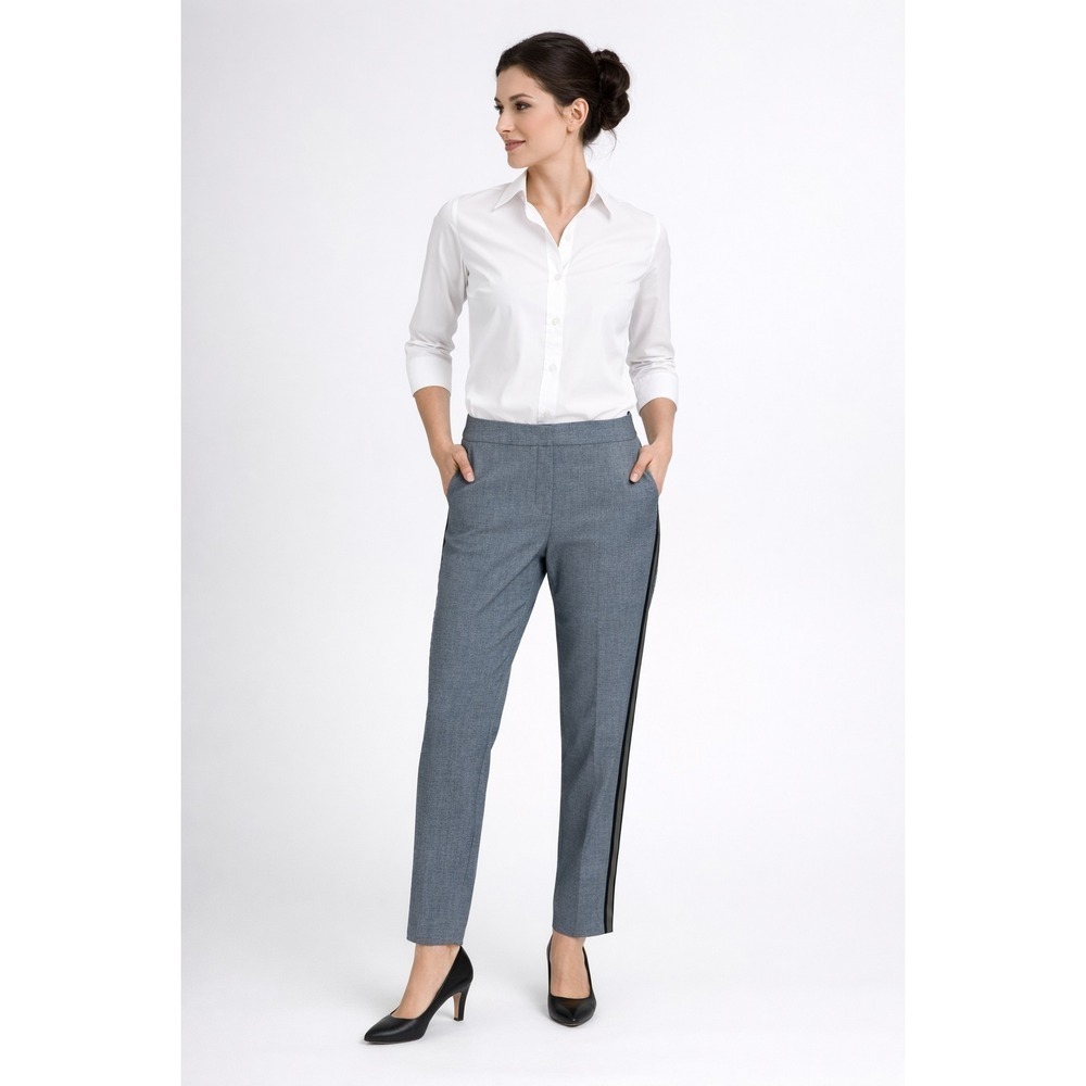 2/$30 Zara Pants Sz L Gray Side Strip Accent Ankle Elastic Waist Office Everyday